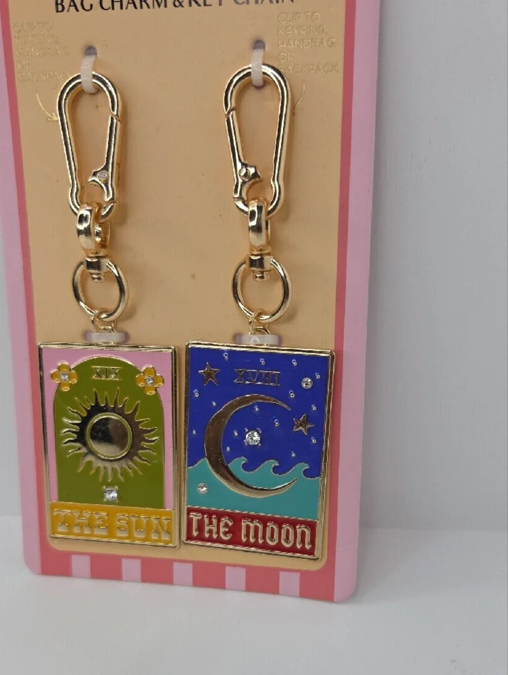 💙▪️piper k▪️ Uk Exclusive Sun & Moon Enamel Bag Charm Key Chains